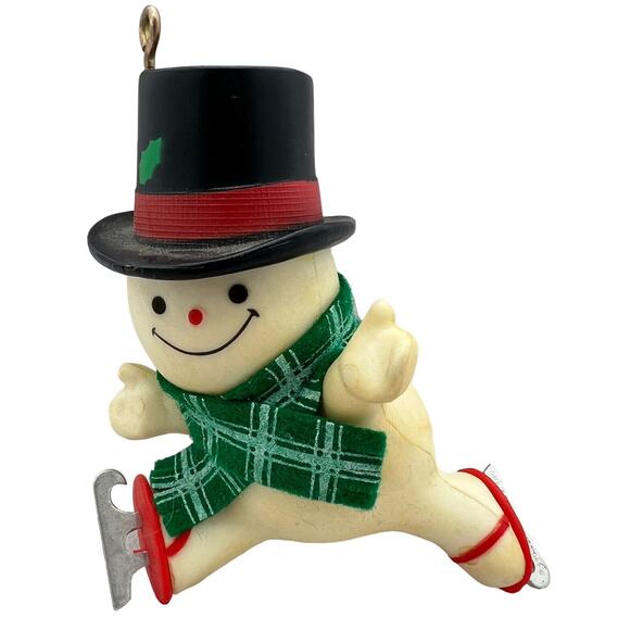 Hallmark Ice Skating Snowman Ornament Tree Trimmer Collection Christmas Vtg 70s - Picture 1 of 8